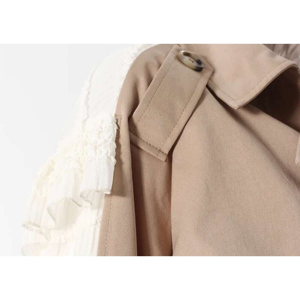 Getspring Women Trench Coat 2024 Autumn Double Breasted Belt Lace Ed Female Windbreaker Fashion All Match Short Ladies Top