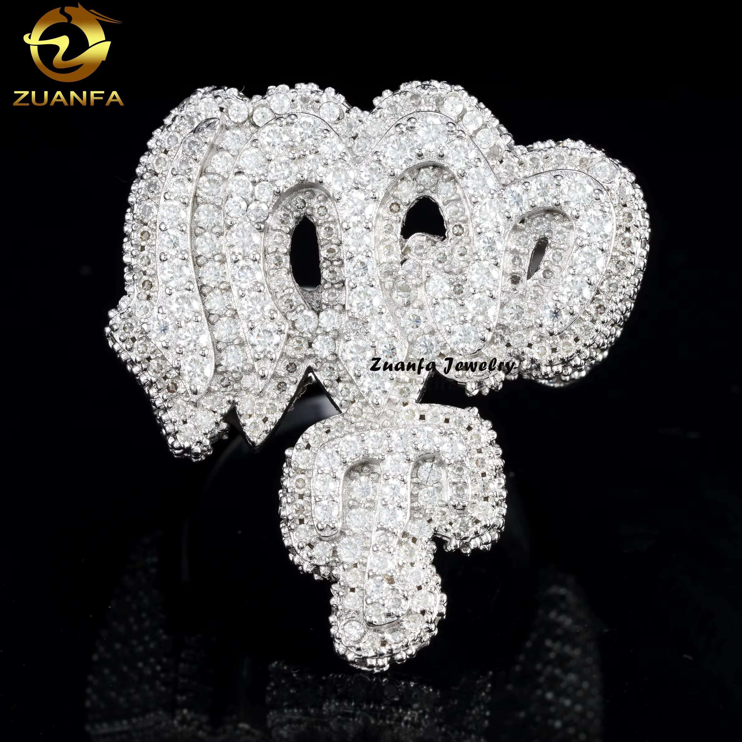 New Arrivals 925 Silver Allah Rings Iced Out VVS Diamond Mens Moissanite Hip Hop Ring