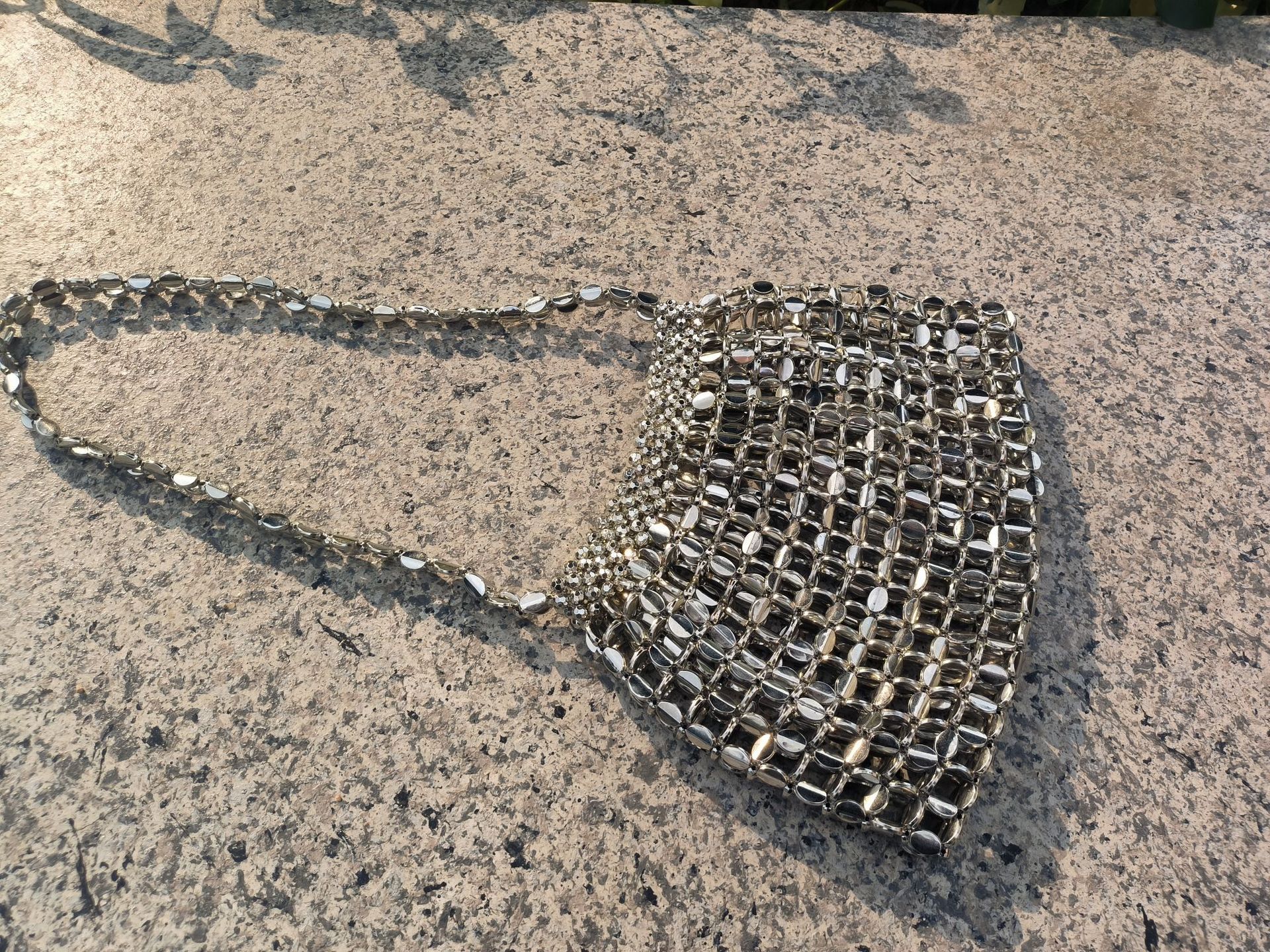 High quality brand, high-quality new bag, new electroplated silver bag, hot selling designer, high-end versatile women's long shoulder bead woven