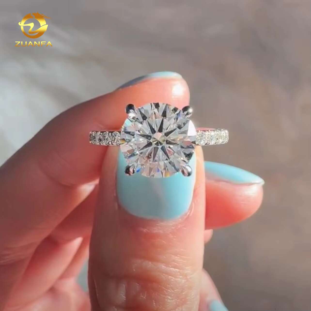 Cheap Price 9K 10K Real Solid Gold Round Brilliant Cut 2.2carat E-F VS1 Clarity Lab Grown Diamond Gold Wedding Engagement Ring