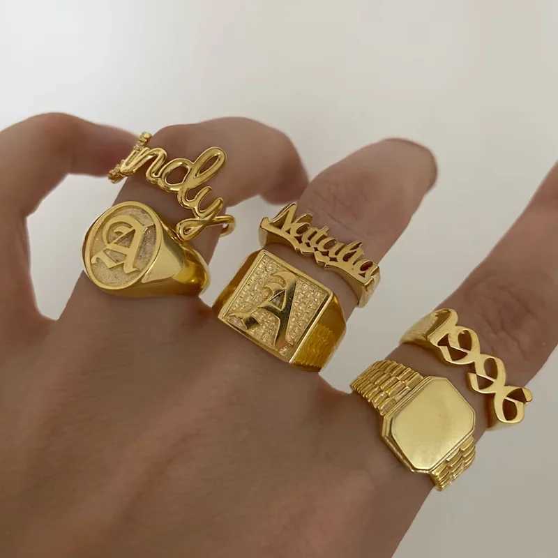 DHQH Annual New Wholesale Customized Name 925 Silver Ring Personalized Letter Exquisite Alloy Ring Christmas Commemorative GiftXJ250514