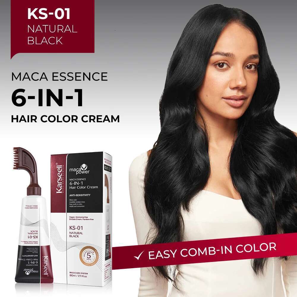 Karseell 6-In-1 White Dye For Men Women Natural Balck And Brown Color Cream Easy Comb-In Hair Coloring Products