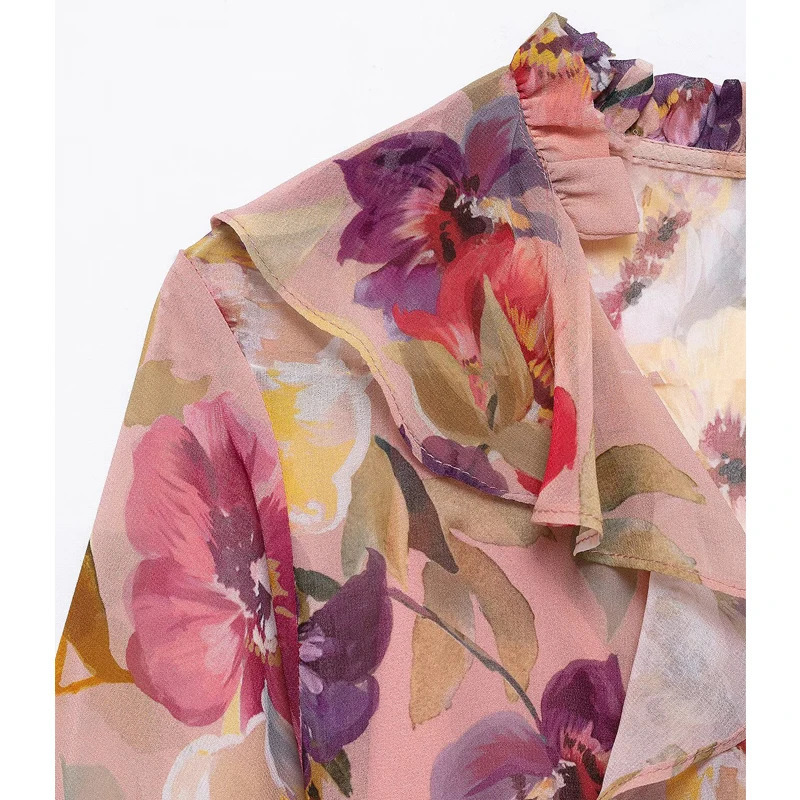 TRAF Floral Ruffle Mini Dress Women Fairy Summer Woman Elegant Party Short Dresses for Belt Beach Womens 250514