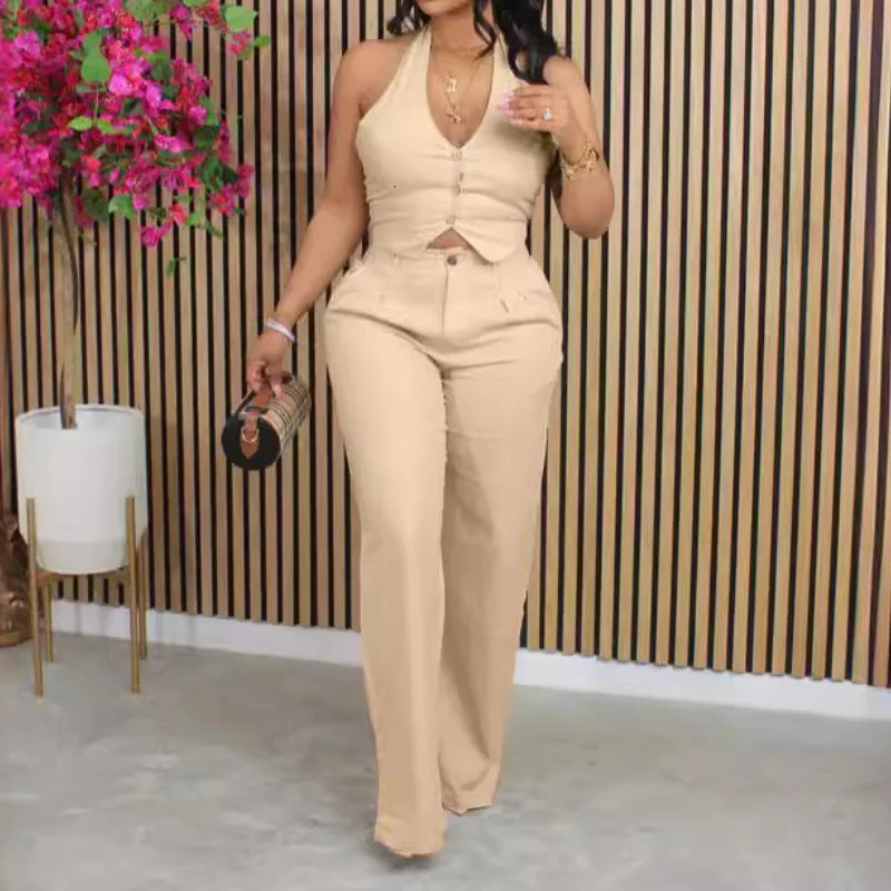 Women Elegant Two Piece Set Dashiki African Tracksuit Spring Summer Long Sleeve Vest Top and Pants Set Party Matching Sets 250513