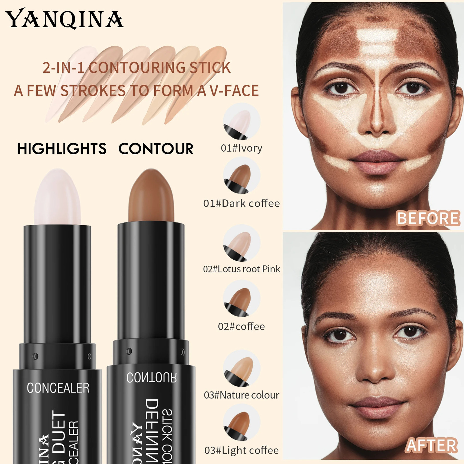 1PC Face Foundation Concealer Pen Long Lasting Dark Circles Corrector Contour Concealers Stick Cosmetic Makeup 250512