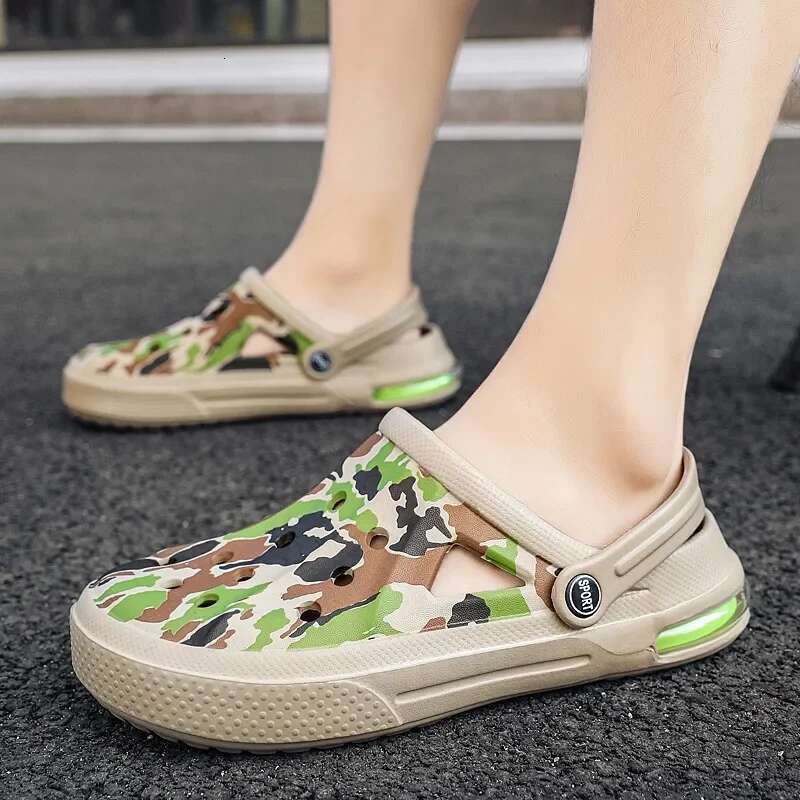 Summer Camouflage Graffiti Clog for Men and Women Air Cushion Sandals Clogs Garden Slippers Men's Outdoor Casual Shoes