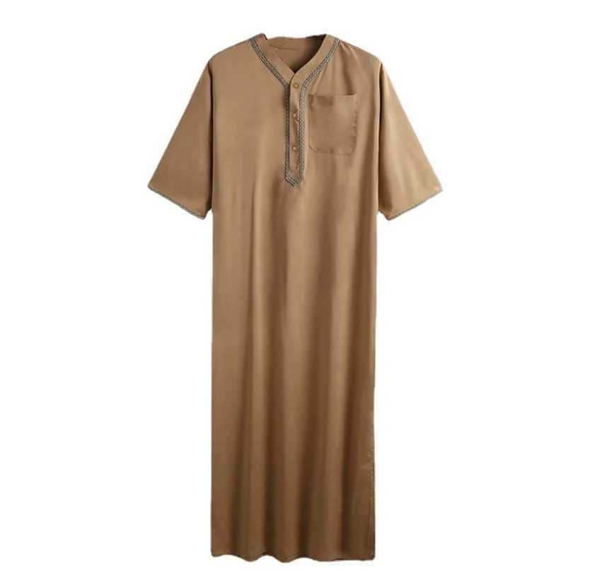 New Eid Muslim Islamic Middle East Abaya Dubai Malaysia Loose Gown Button Shirt Men Clothing Jalabiya Abayas Ramadan Caftan X250514