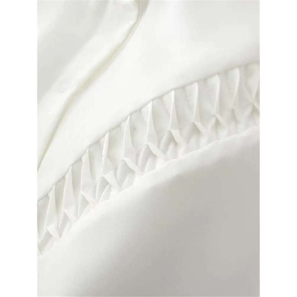 Plus Size Women's Spring Shirt Ruffled Stand Collar Solid Long Sleeve Top With Three-Dimensional Ruffle Trim On Front Chest