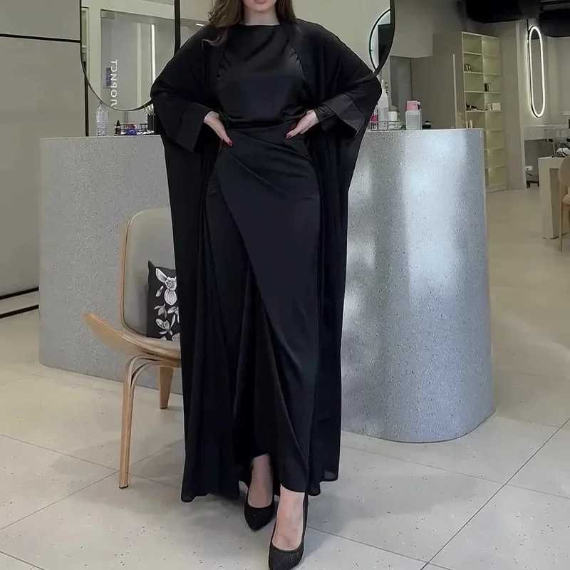 Ramadan Eid Abaya Dress for Women 2 Piece Set Women Dubai Saudi Islam Morocco Kaftan Party Long Robe Open Abayas Vestidos X250514
