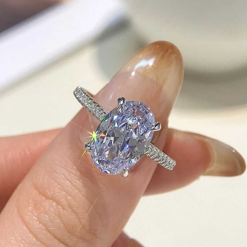 925 Sterling Silver Zirconia 1-4.5CT Gorgeous Shiny Oval Stone Ring For Women Engagement Wedding Luxury High Quality Fine JewelryXJ250514