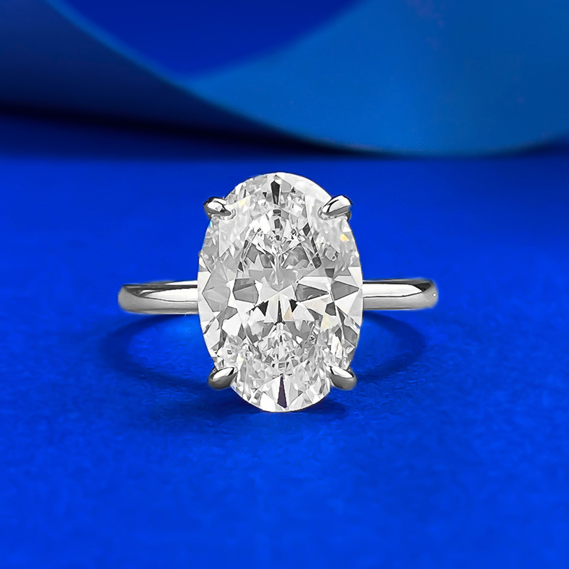 Solitaire Lady Wedding Rings Elegant Sparkling Noble Jewelry Genuine 1005 925 Sterling Silver Large Oval Cut White Lab Moissanite Diamond Eternity Wom
