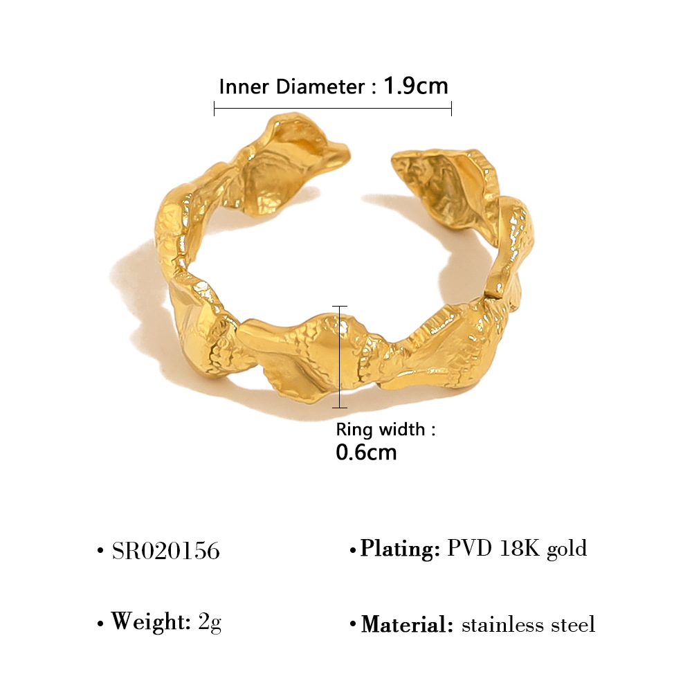 Summer Ocean Style Titanium Steel Ring 18K Gold Plated Adjustable Shell and Conch Ring for Women - High-Quality, Non-Tarnish