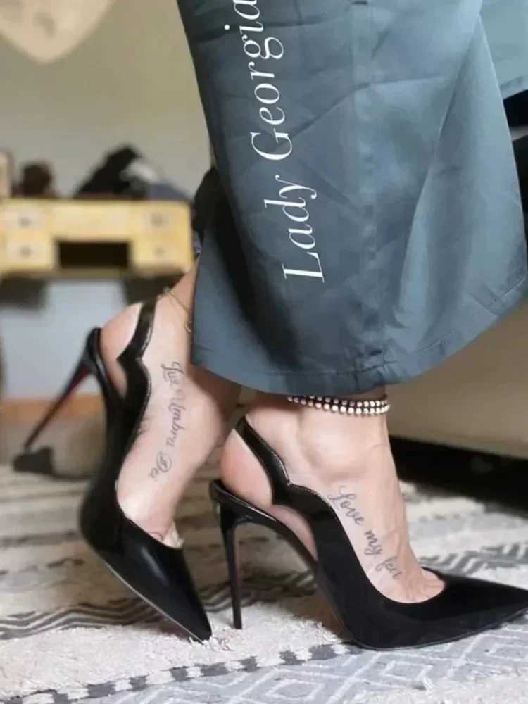 2025 New Pointed Naked High Heels for Women Fine Heels Lacquered Leather Headbands Air Quality Ladies Sandals 33-46 W250514