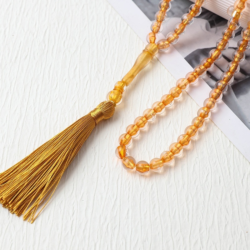 Solid color Muslim prayer bead bracelet for both men and women, crystal bracelet, birthday gift tassel