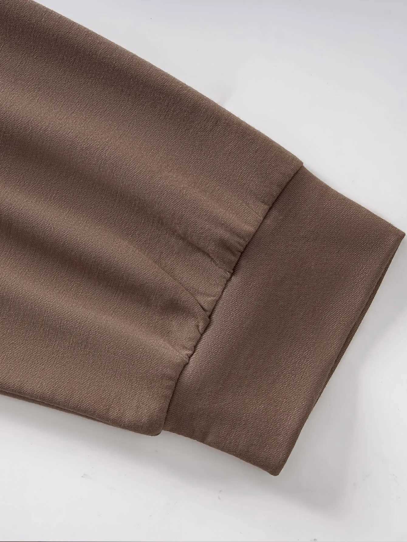 Muslim Womens Brown Hooded Abaya Loose Fit with Pockets Great for Daily and Semi - formal Wear in Middle East Islamic Societies X250514