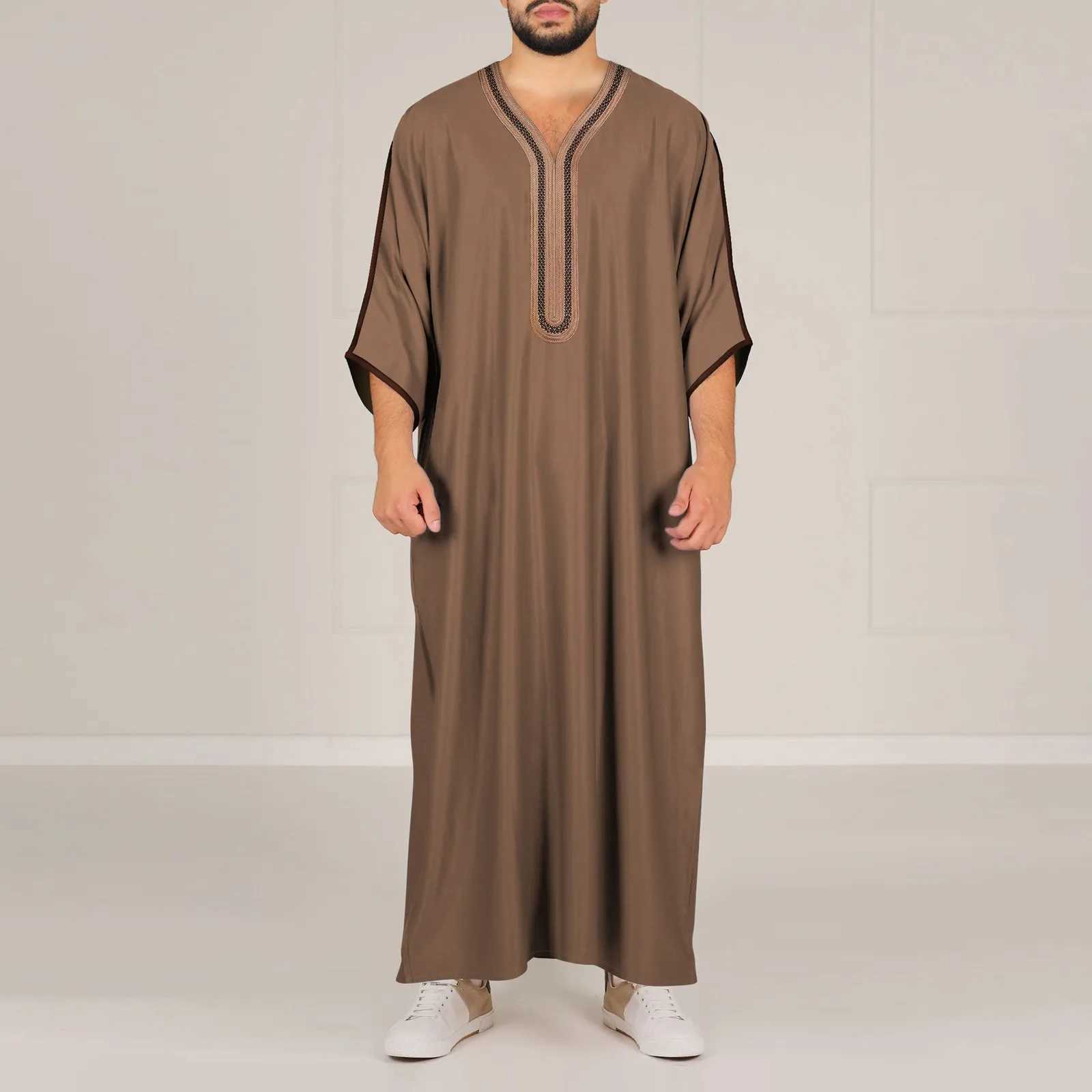 Kameez Dubai Muslim ManS Clothing Abaya Arabic Cotton Jubba Thobe Qamis Man Islam Thobe Ramadan Moroccan Kaftan Muslim Outfit X2505141