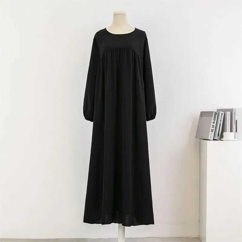 Women Loose Maxi Dresses Muslim Dress Spring Autumn Female Full Slve Casual Solid Pockets Robe Long Dresses Mujer Vestidoes X250514