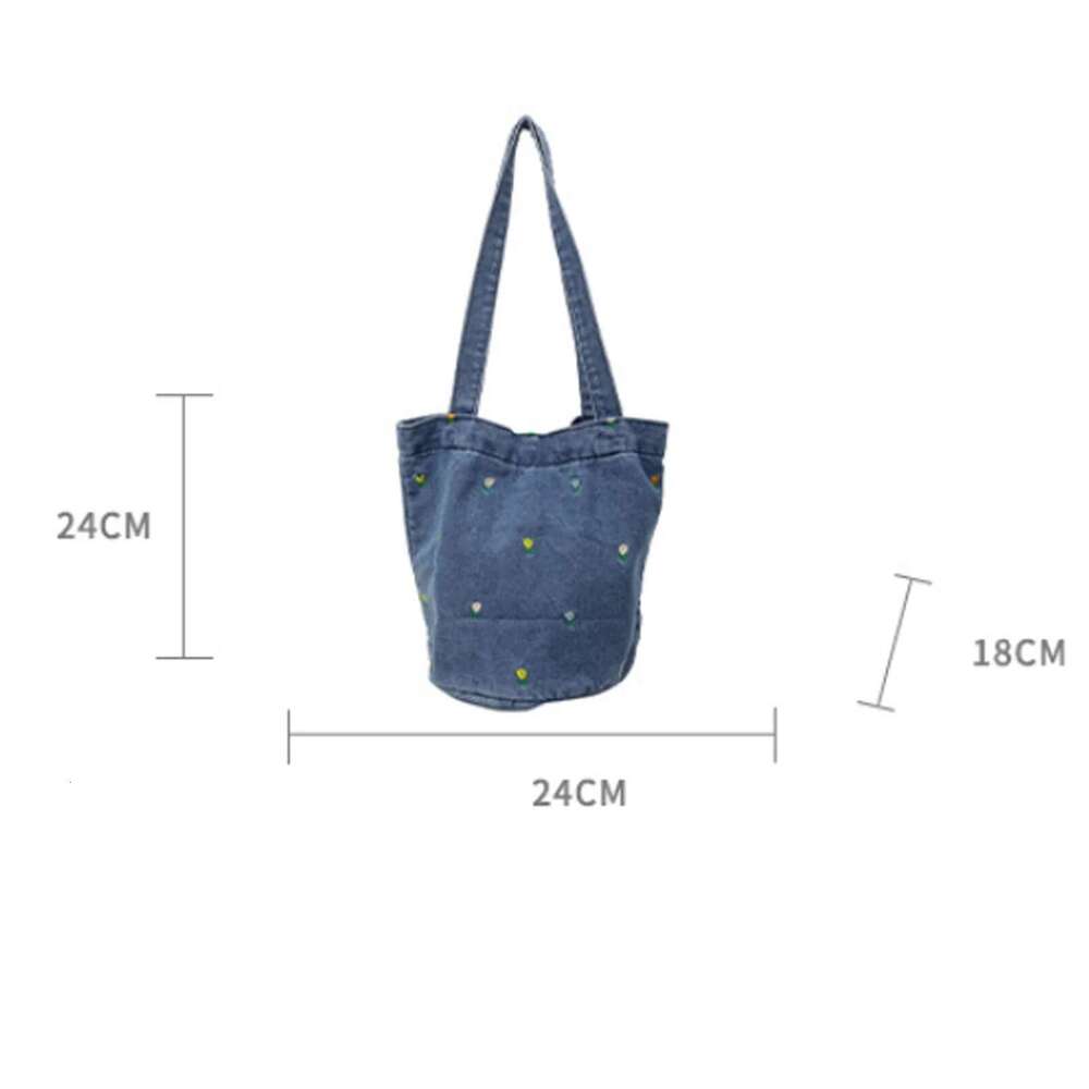 Bucket Embroidered Denim Summer Large Capacity Tote In All-Match Shoulder Ladies Carrng Portable Shopping Bag New