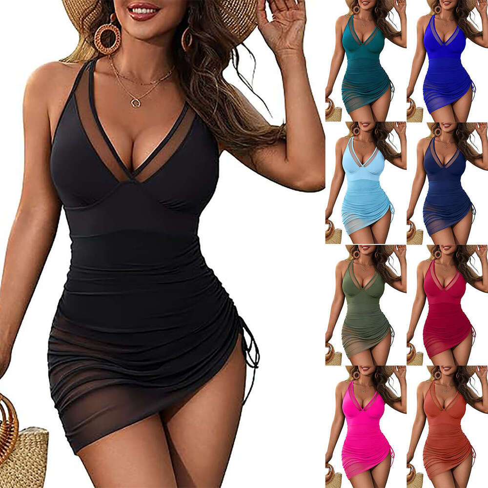 European and American swimsuit women's jumpsuit style fashionable tight fitting sexy hollow out plus size 2025 new casual fashion trend clothing