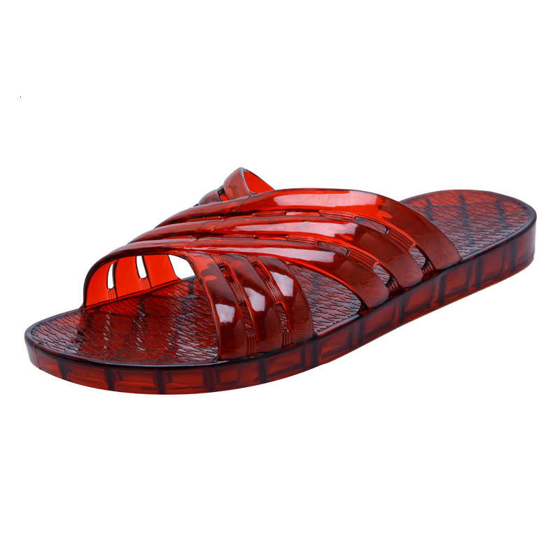 Jelly women's bathroom, old-fashioned one word matured plastic, odorless feet, flat bottomed crystal slippers, anti slip home shoes, seaside shoe