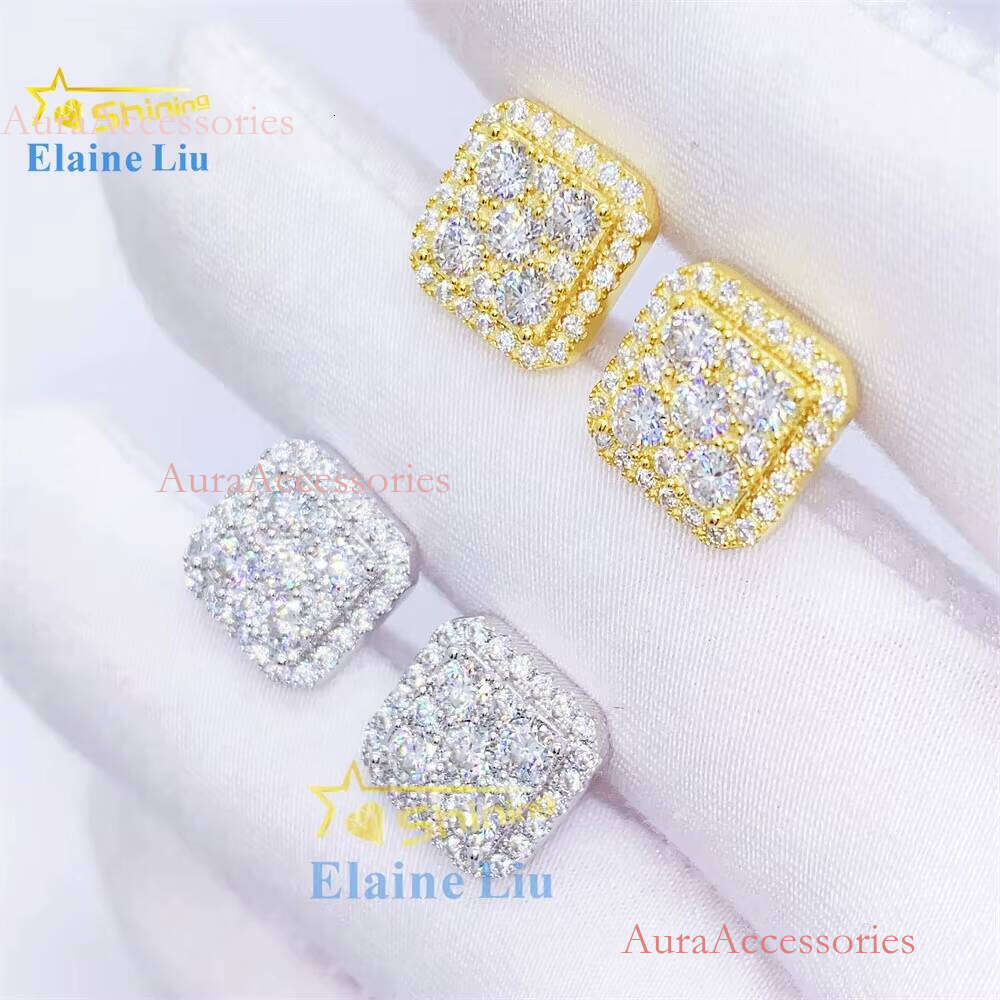 Manufacturer Direct Sterling Sier Vvs Moissanite Hip Hop Fine Iced Out Jewelry Earrings for Men