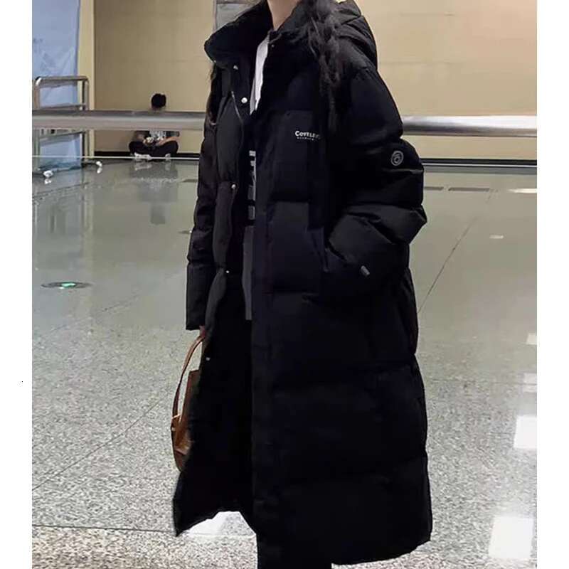 ITOOLIN Zipper Up Pockets Down Autumn Oversize Loose Turtleneck Thicken Long Coat Winter Women Casual Parkas