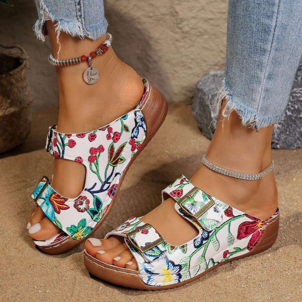 Orthopedic Wedge Heels Sandals Summer New Fashion Buckle Shoes for Casual Beach Slippers Home Slides Women