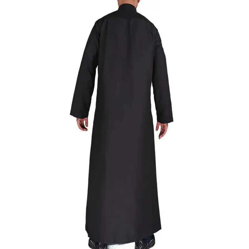 Men Casual Loose Kaftan Muslim Thobe Jubba Dishdasha Thawb Islamic Dress Abaya Daffah Arab Plain Color Robe X250514