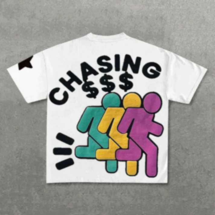 Retro Personality Hip Hop Letter Printed T-Shirt Cotton Short Sleeved T-shirt Casual Men and Women Streetwear Round Neck Tops 250514