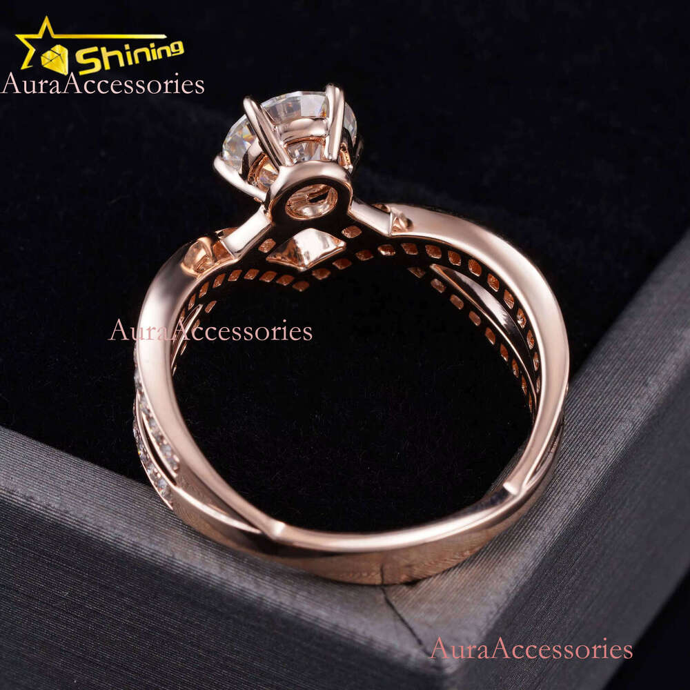 High Quality Handmade Wedding Band Design 14K Gold Lab Grown Dia Jewelry Women Real Moissanite Ring