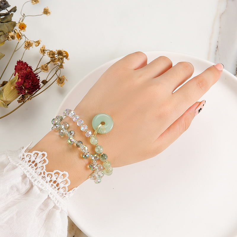 Simple and personalized grape stone double circle couple glass crystal bracelet jewelry
