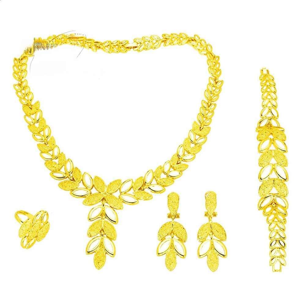Vieamese Sand Gold Jewellery SetSaudi Bridal Necklace Bracelet Earrings Ring Exquisite Fashion Jewelry Wedding Souvenir 241019