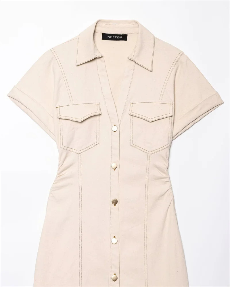 Womens Dress Summer White Short Sleeve Midi Casual Personality Celebrity Style Slim Fashion 250514