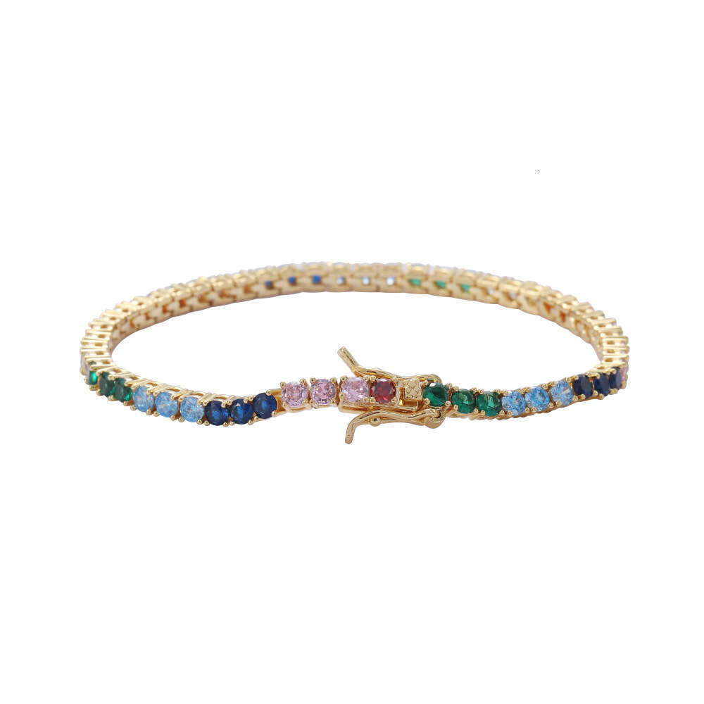 3MM Colorful Chain Tennis Single Row Hip Hop Necklace Bracelet