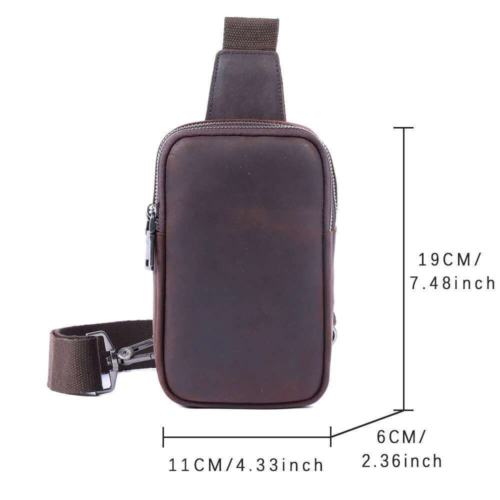 Premium Genuine Chest For men Vintage Full Grain Leather Crossbody Shoulder Sling Bag Daypack Large Capacity