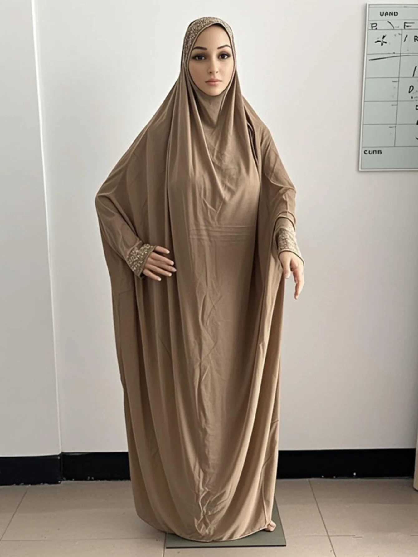 H098 Fr Size Muslim Dress Pray Khimar Kaftan Burqa Abaya Robe Hijab Middle East Clothing X250514