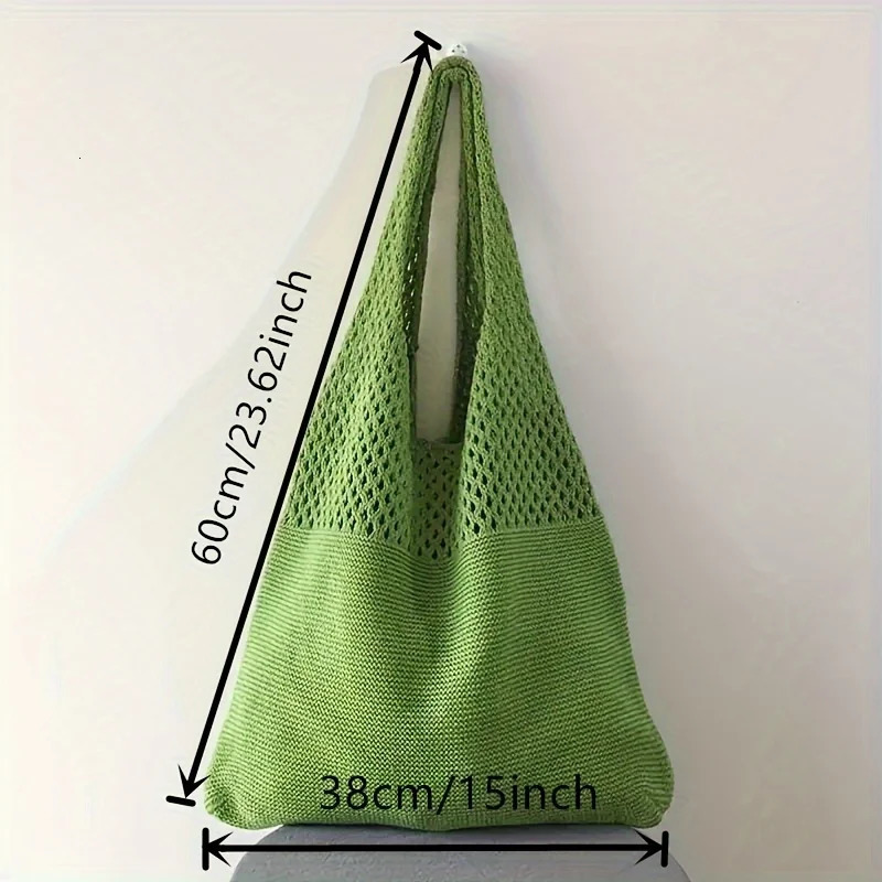 Large Capacity Retro Hollow Crochet Bag Spacious Interior with Ample Room for Daily Essentials Ideal Grocery Shopping Tr 250514