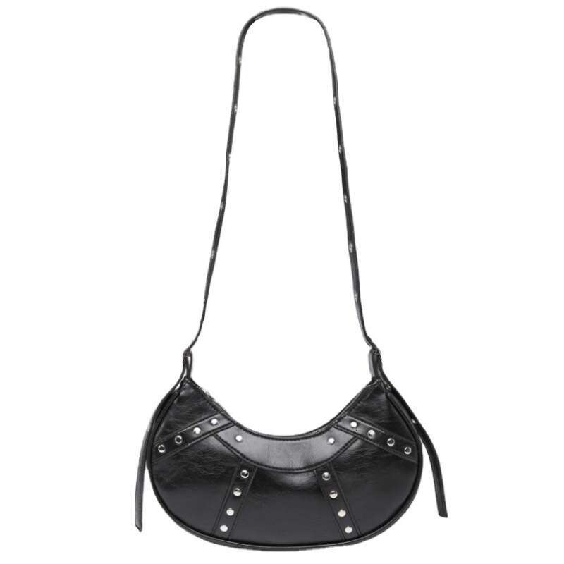 PU Rivet 2024 New Shoulder Women's Armpit Trendy Soft Leather Crossbody Bag