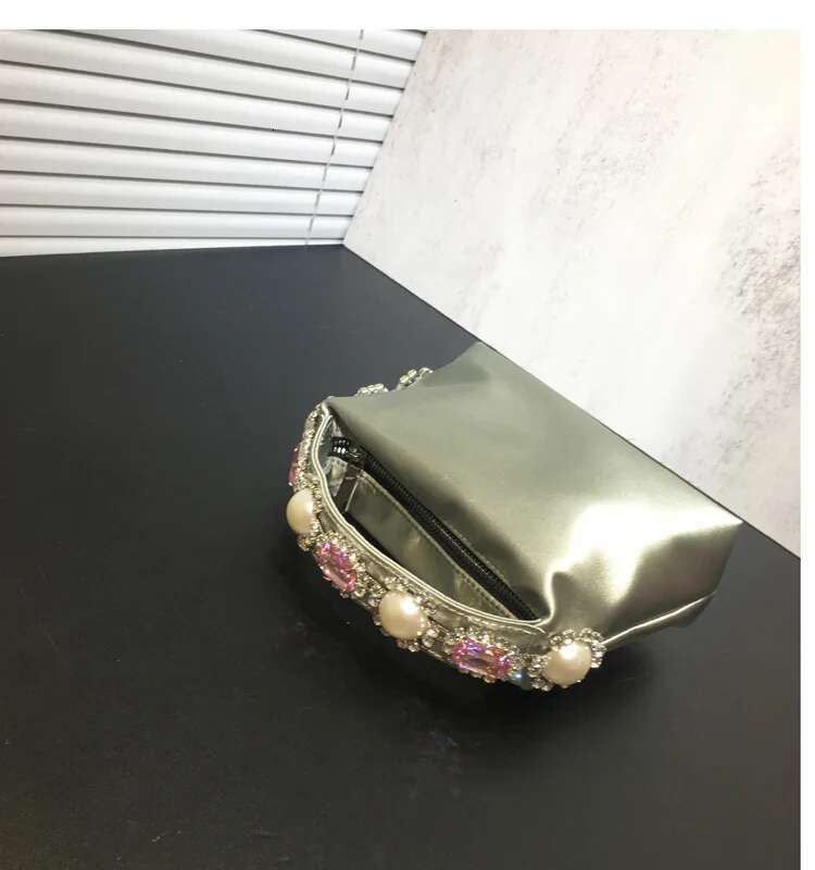Pink Sier Color Wedding Bridal Elegant Toted Purse Woman Party Evening Handbag Fashion Dinner Prom Clutches