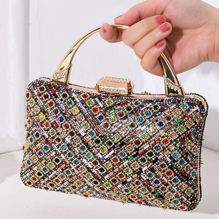 Design a dinner European and American retro banquet handbag, high-end feeling, dia inlaid women's bag, 2025 new casual versatile fashion