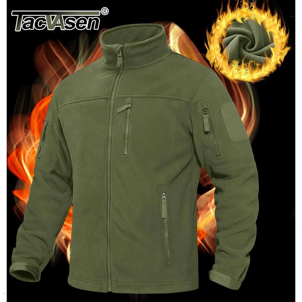 TACVASEN Men's Fleece Jacket Soft Warmth Windproof Full Zip Up Coat Multiple Zipper Pockets Hiking Working Outdoors Windbreaker Designer