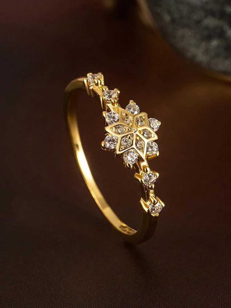 925 Sterling Silver Simple Classic Zircon Exquisite Snowflake Ring For Women Engagement Wedding Luxury High Quality Fine JewelryXJ250514