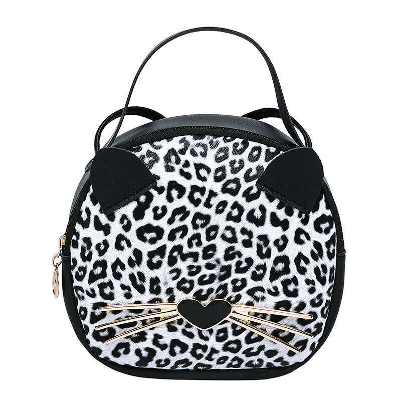 New Leopard Pattern Women's 2023 Cat Phone Korean Version Diagonal Straddle Cute Trendy Small Round Bag