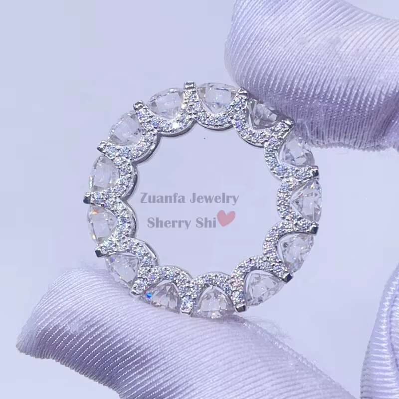 White Gold Solid Silver Vvs Moissanite Iced Out 6.5mm Men Eternity Band Ring