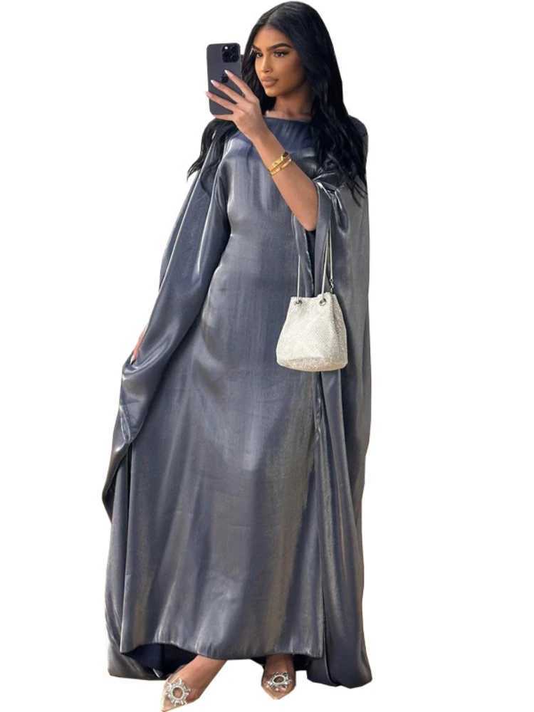Eid Muslim Abaya for Women Silky Bat Slve Dress Saudi Arabic Party Dress Ramadan Maxi Vestidos Morocco Kaftan Long Robe 2024 X250514