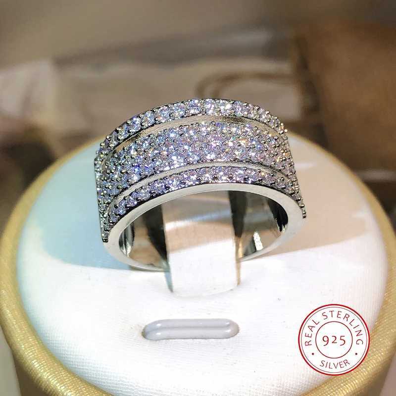 925 Sterling silver Eternity Three Rows ring Diamond cz Engagement Wedding Rings for women Men Finger Party Jewelry WholesaleXJ250514