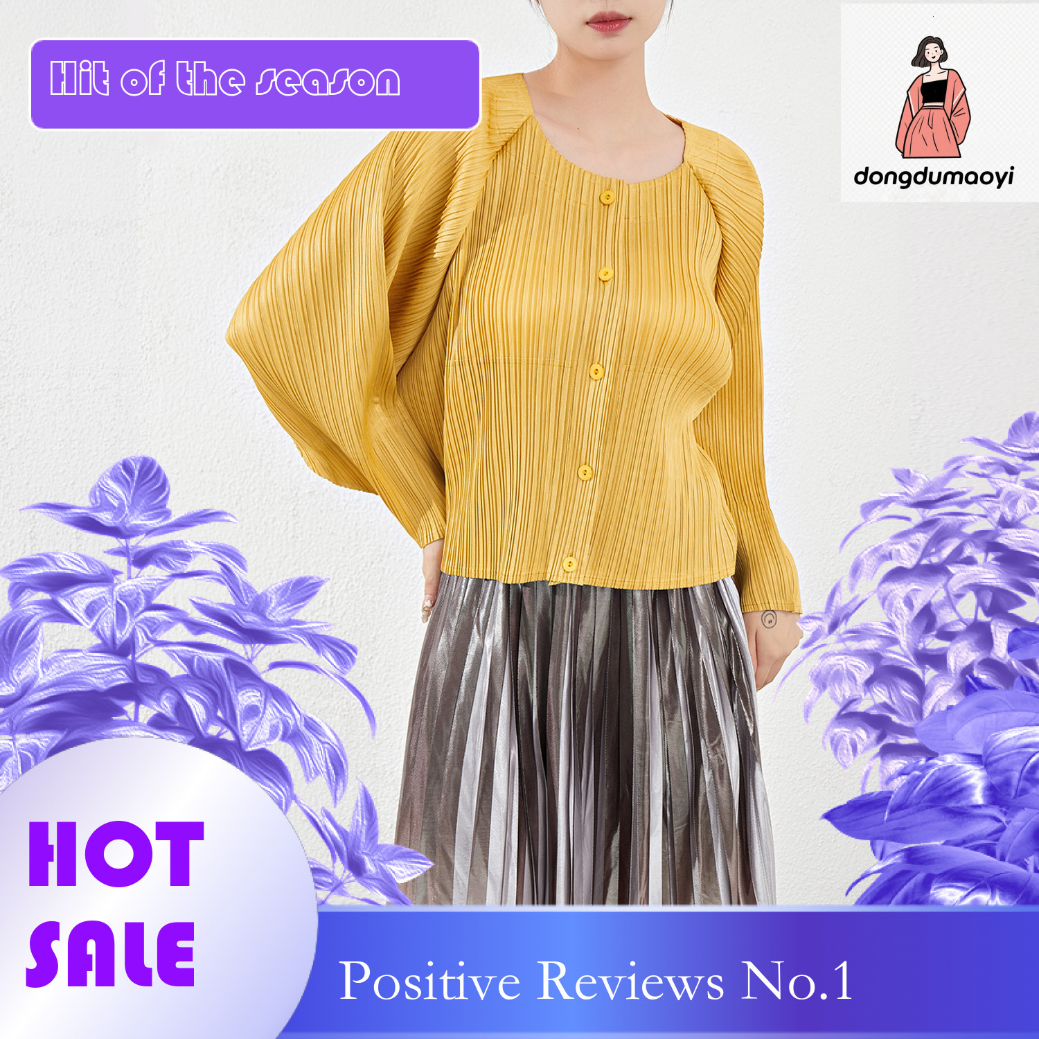 dongdumaoyi Miyake loose short jacket for women 2023 Spring and Autumn new style temperament design sense small shirt single breasted long sleeved ple