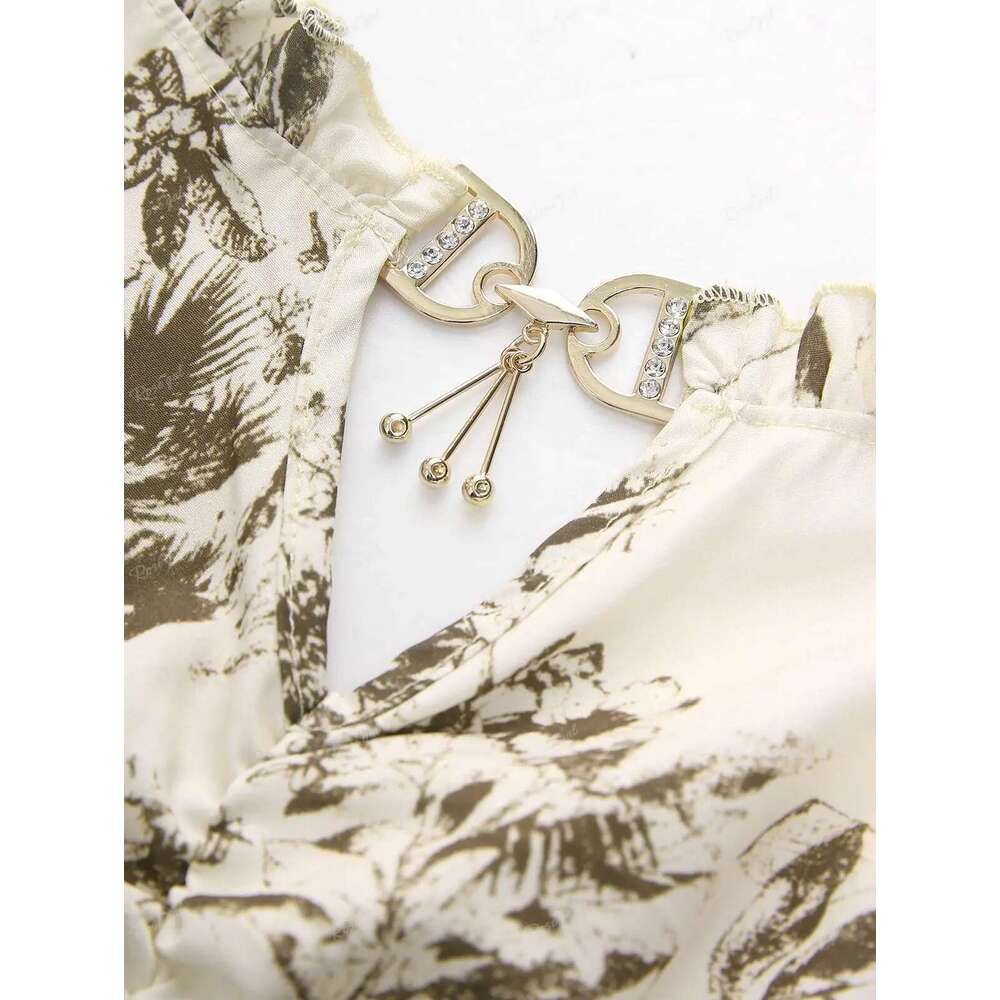 ROSEGAL Plus Size Women's Clothing Floral Leaf Camis Top And Lace Crochet Blouse Casual Set New Crop T-Shirts Vest Two Pieces
