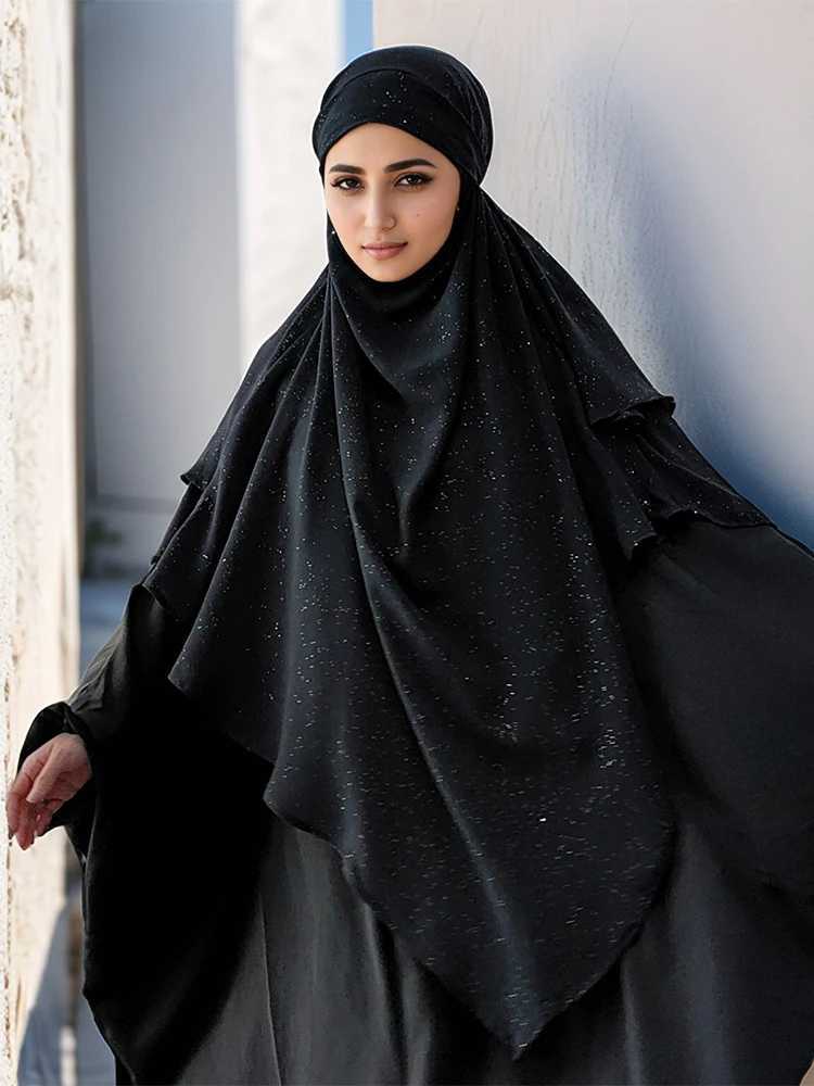 2025 New Shimmer Eid Djellaba Dress Muslim Womens Prayer Abaya with Khimar Turkish Jalabiya Islamic Hijab Ramadan Luxury Kaftan X250514