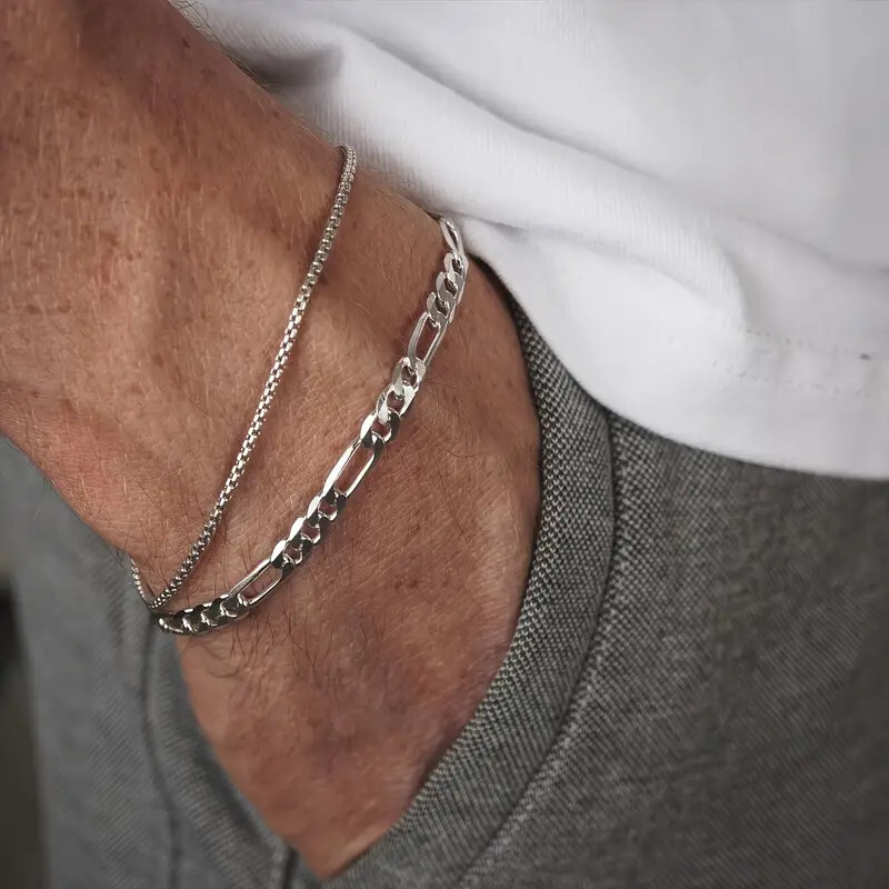 Jewelry Pop Stacked Men's Simple Personalized Flat Chain Bracelet Trendy Handpiece
